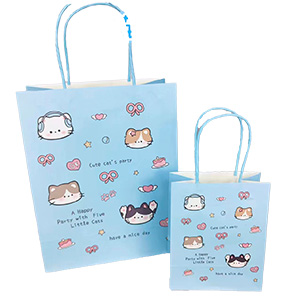 Подарочный пакет "Cute Cat's Party" голубой 15,5х12,5х7,5 см