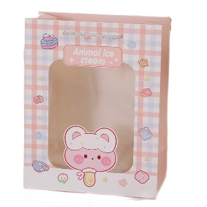 Подарочный пакет "Animal ice cream" розовый 33х12х25см