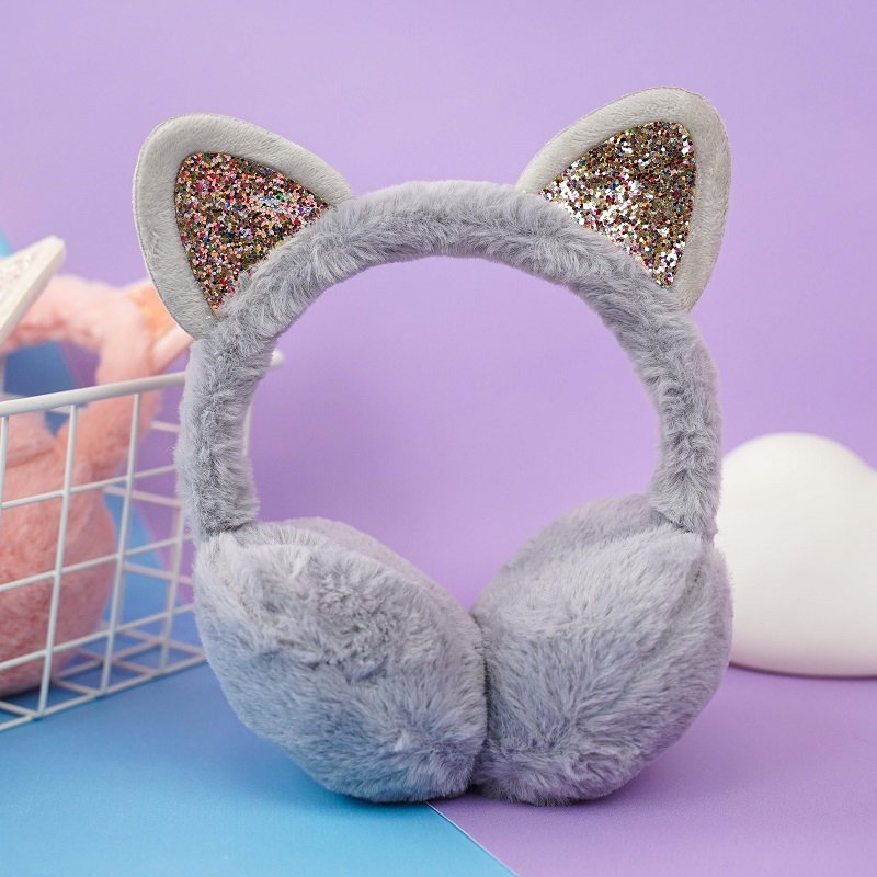 Меховые наушники "Кошечка" серый
