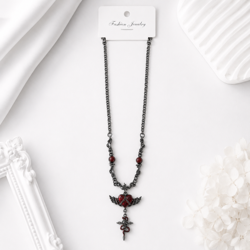 Кулон "Ruby bat" gothic chain, 1шт