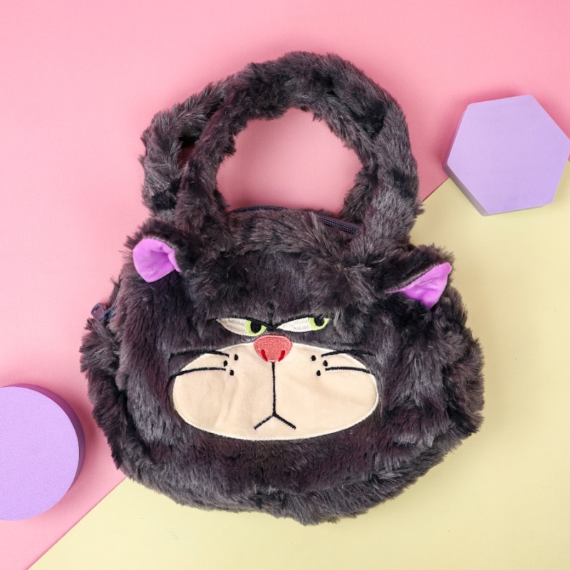 Сумка плюшевая "Кот" серый 