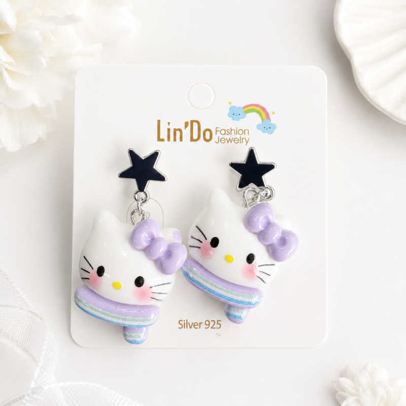Серьги "Kt star" сиреневый, 1шт