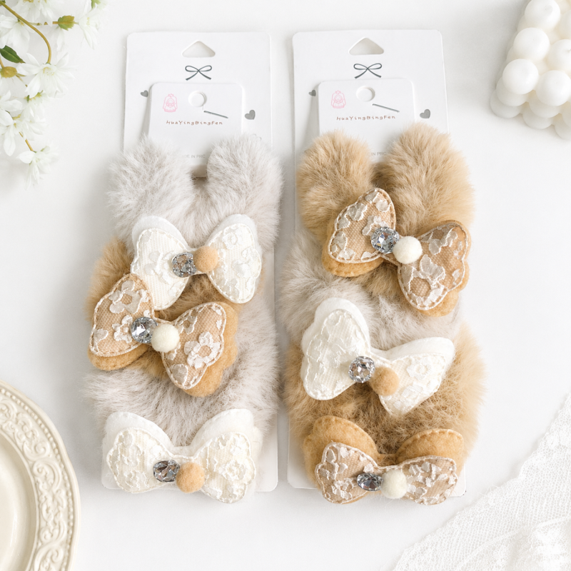 Набор резинок для волос "Cream bow" молочный, 3шт