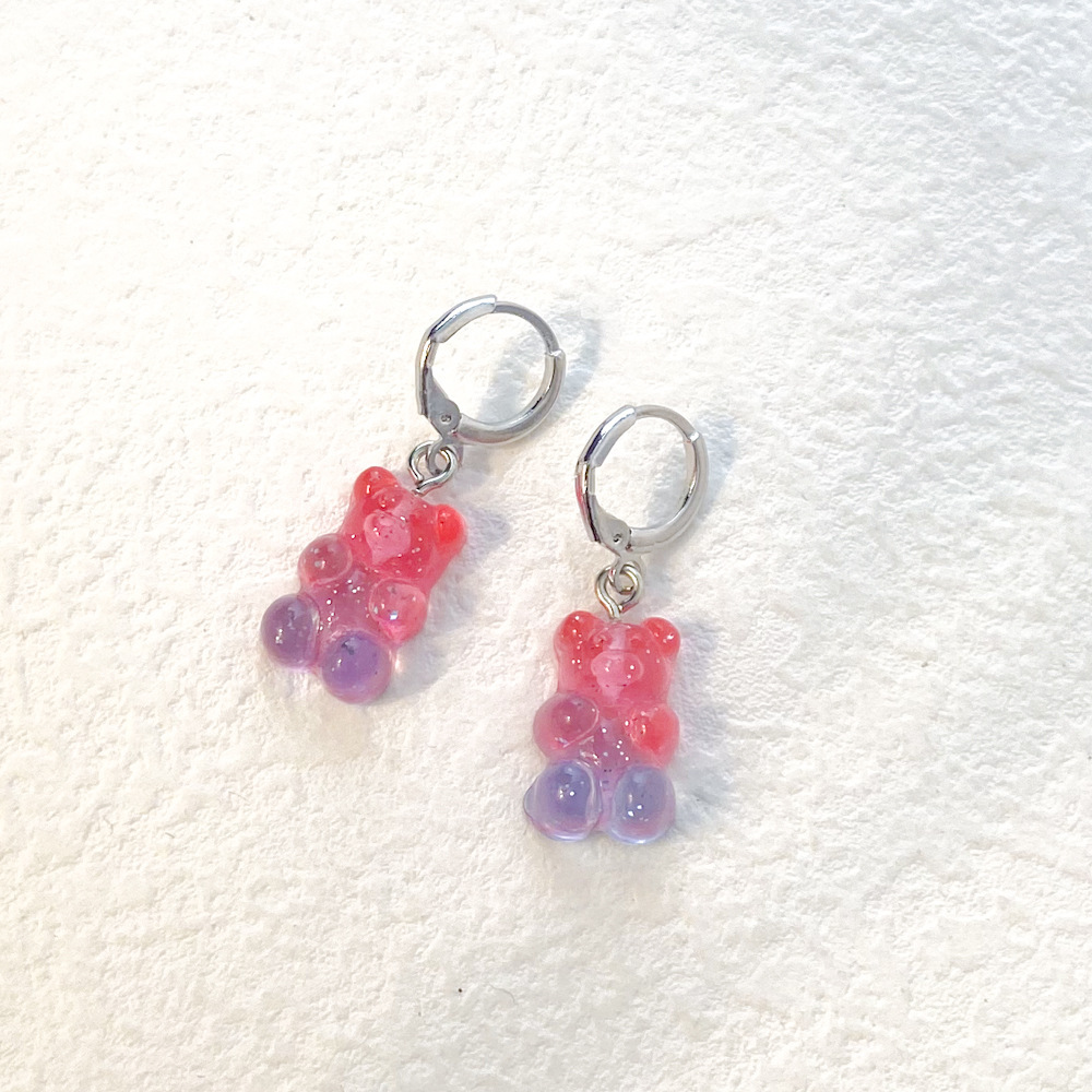 Серьги "Bears" pink-blue gradient