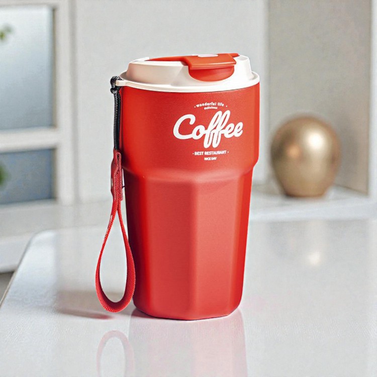 Термос-кружка "Coffee" красный, 420мл