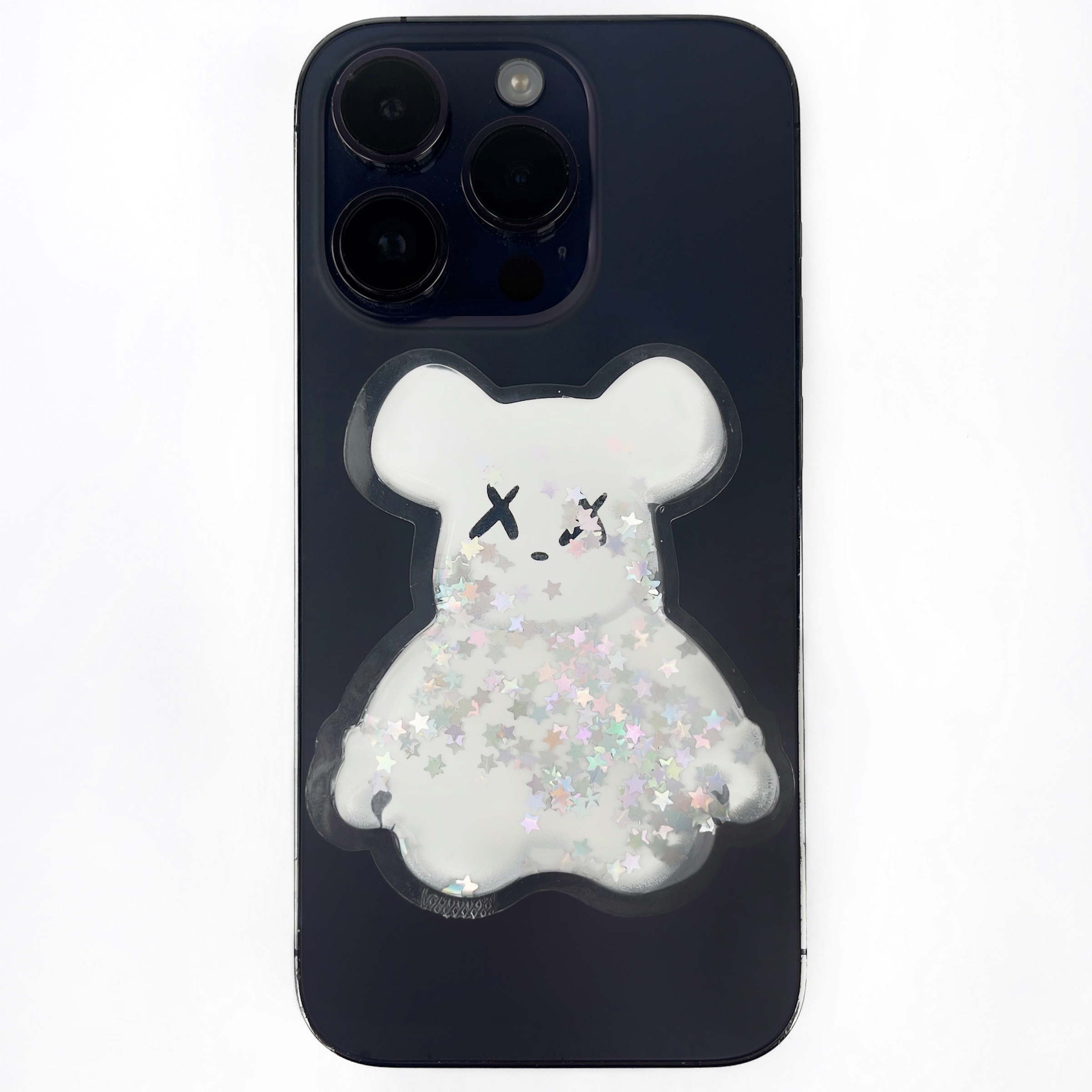 PopSocket "Мишка" с блестками, белый №10