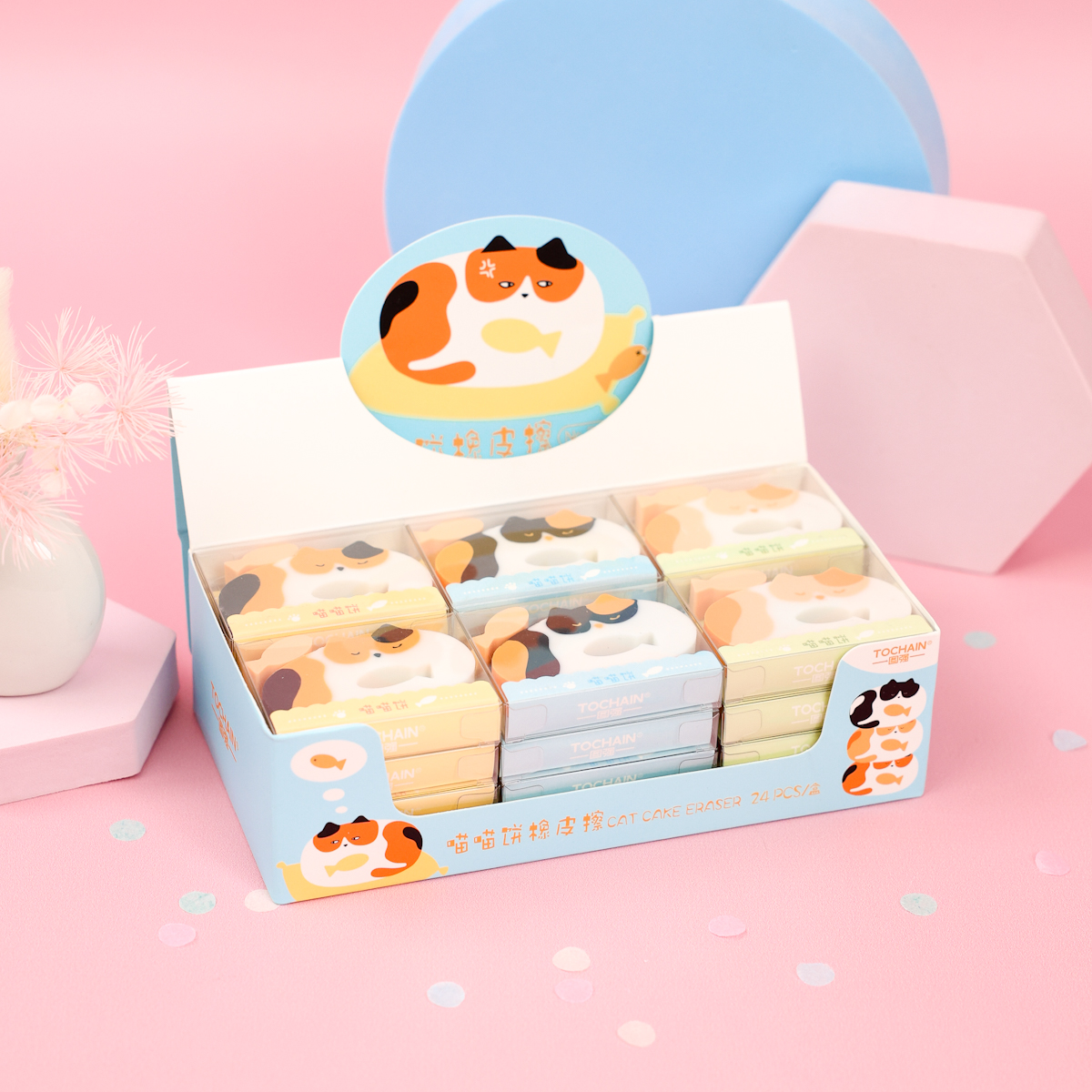 Набор стирательных резинок "Cat Cake Eraser" №2255, 24шт