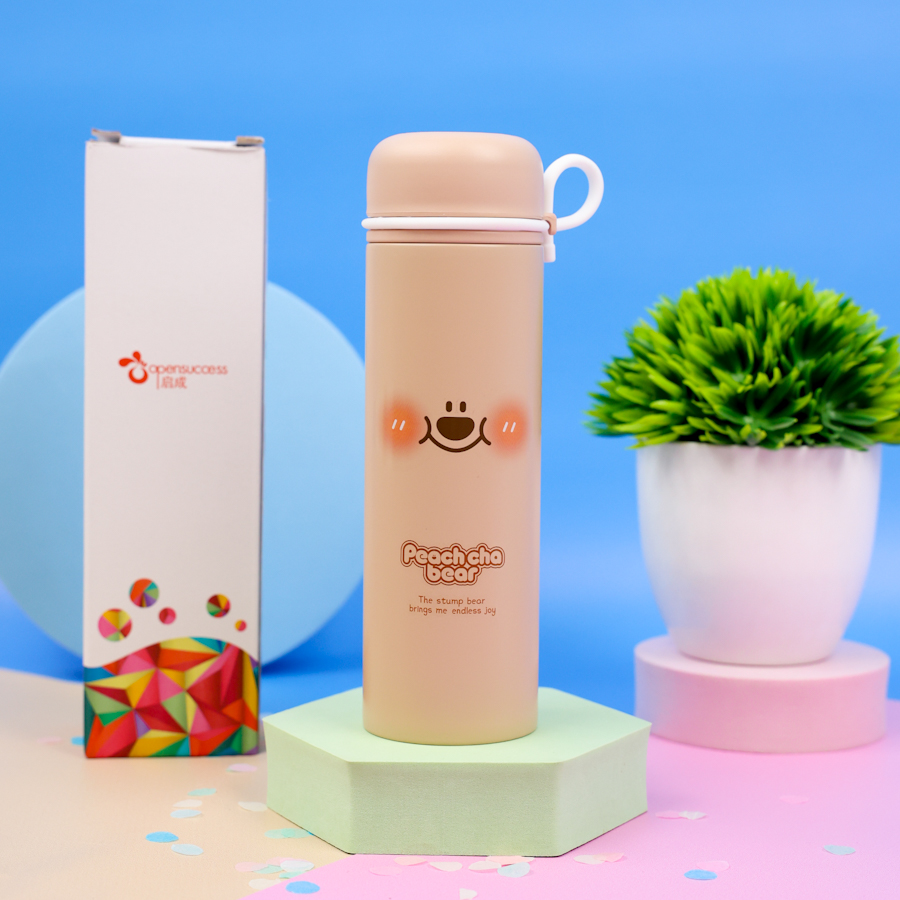 Термос "Peach cha bear" №8399 бежевый, 280 мл.