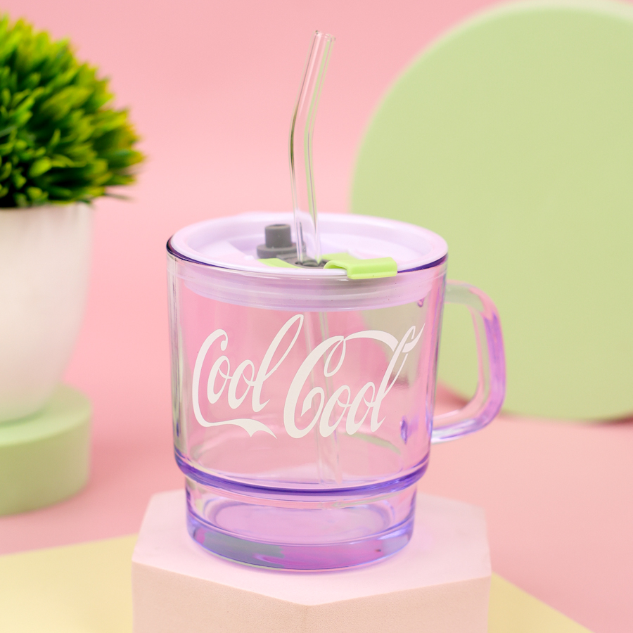 Стакан "Cool-Cool" с трубочкой (фиолетовый), 380мл