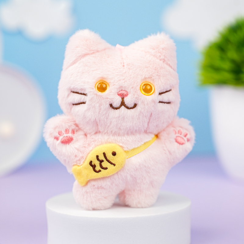 Мягкий брелок "Котик" розовый, 12 см