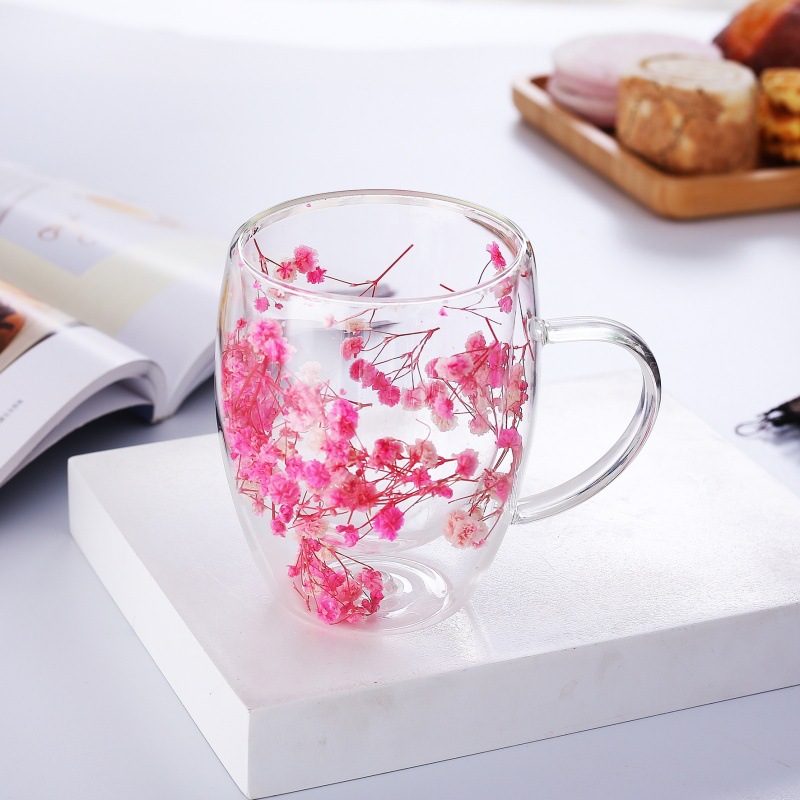 Кружка с двойным дном "Flowers" Гипсофила, розовый 350мл