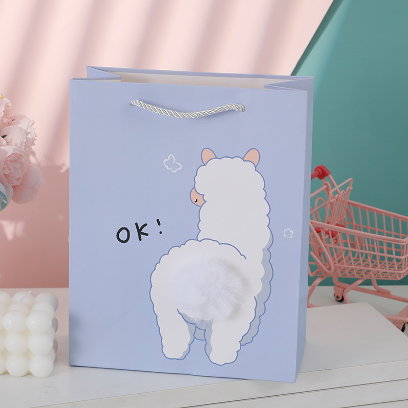 Подарочный пакет "Ok" Лама, фиолетовый 33х12х25см