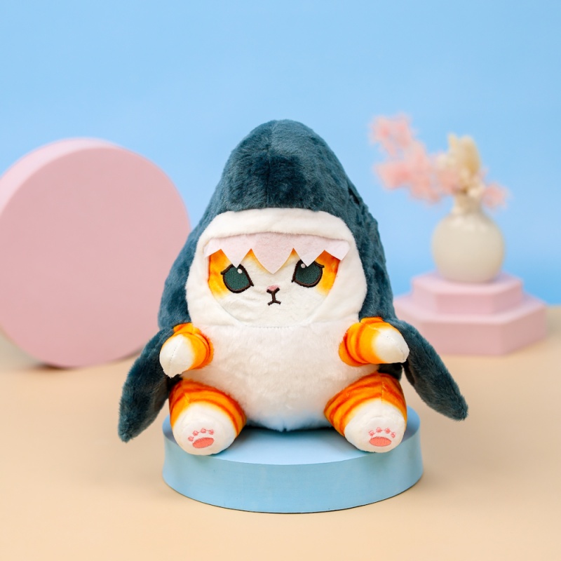 Мягкая игрушка "Котик в акуле" рыжий 23 см