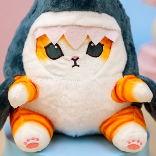 Мягкая игрушка "Котик в акуле" рыжий 23 см