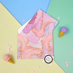 Открытка с конвертом "Pink marble"