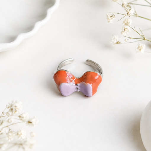 Кольцо "Nude bow" коричневый, 1шт