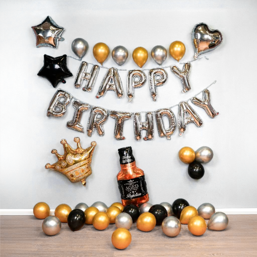 Набор шаров "Happy Birthday" золотой  оптом