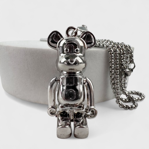 Кулон на цепочке "Bearbrick" серебристый 