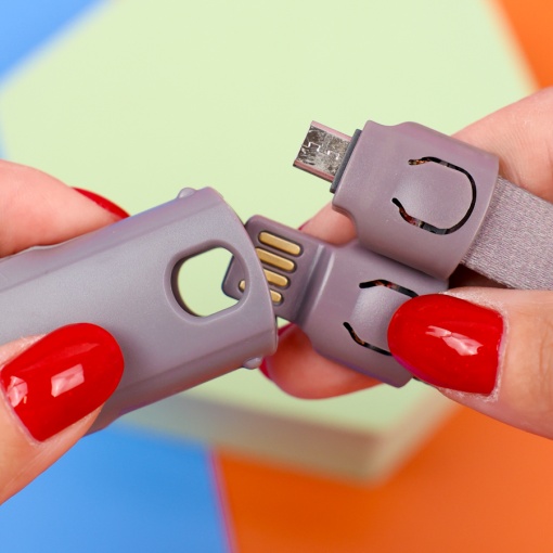 Кабель зарядка "Humor Cat" серый 3в1 (USB Type-C, Lightning)