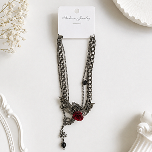 Кулон "Rose gothic" black chain, 1шт