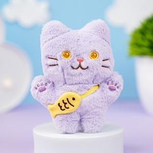 Мягкий брелок "Котик" сиреневый, 12 см
