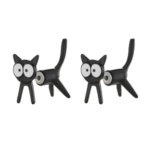 Серьги "Котик с глазками" черный, №1296