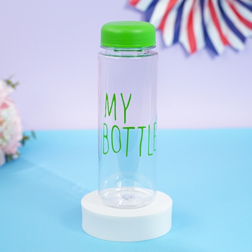 Бутылочка прозрачная "My bottle" зеленая с чехлом оптом