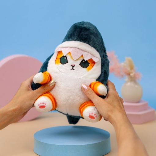 Мягкая игрушка "Котик в акуле" рыжий 23 см