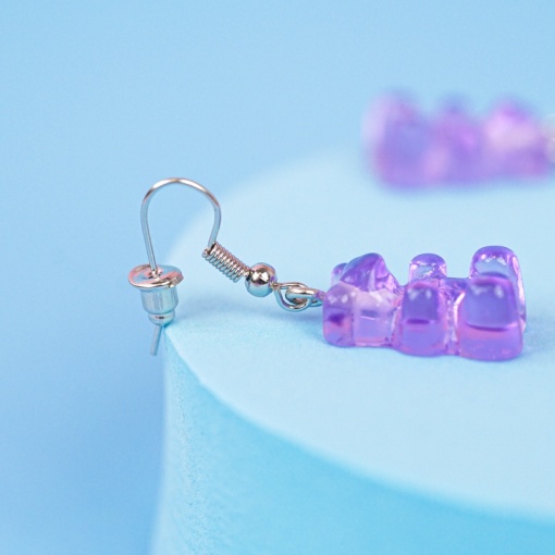 Серьги "Мишки" сиреневые