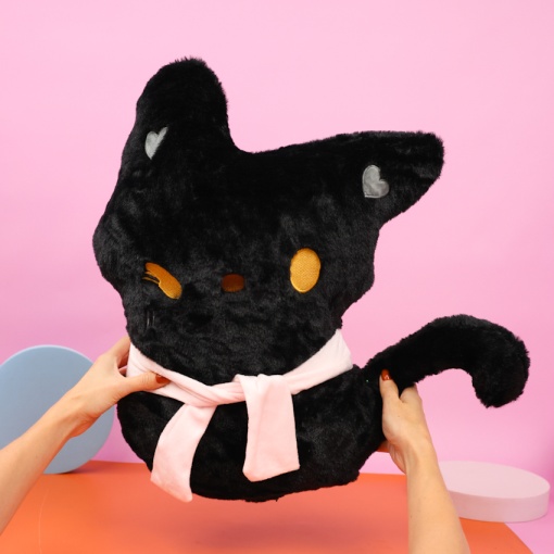 Мягкая игрушка-подушка "Котик с хвостом" черный, 35х55 см