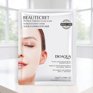 Маска гидрогелевая для лица "Bioaqua" белая с коллагеном 28гр