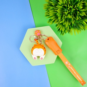 Кабель зарядка "Humor Cat" рыжий 3в1 (USB Type-C, Lightning)