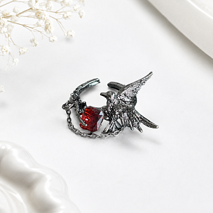 Кольцо "Rose wing" бордовый, 1шт