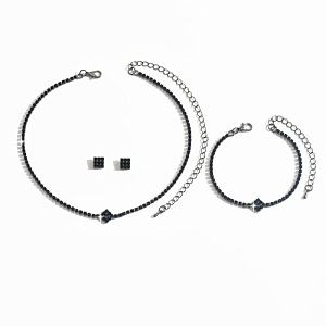 Комплект "Fashion jewelry" серьги, браслет, ожерелье, черный №2