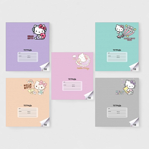 Тетрадь "Hello Kitty" color, A5, 18 листов (клетка), в ассортименте, 1шт