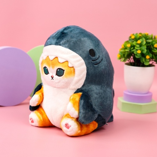 Мягкая игрушка "Котик в акуле" 30см