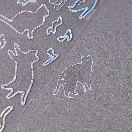 Наклейки "Hologram" Silver cat №6