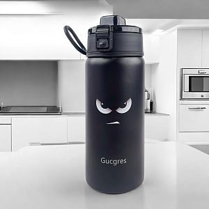 Термос-кружка "Gucgres" злой взгляд, черный, 550мл оптом