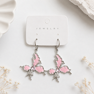 Серьги "Butterfly shine" розовый, 1шт