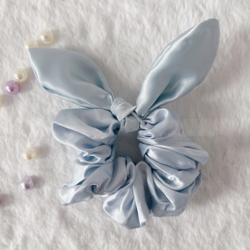 Резинка для волос "Silk bow" голубой
