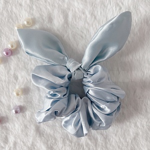 Резинка для волос "Silk bow" голубой
