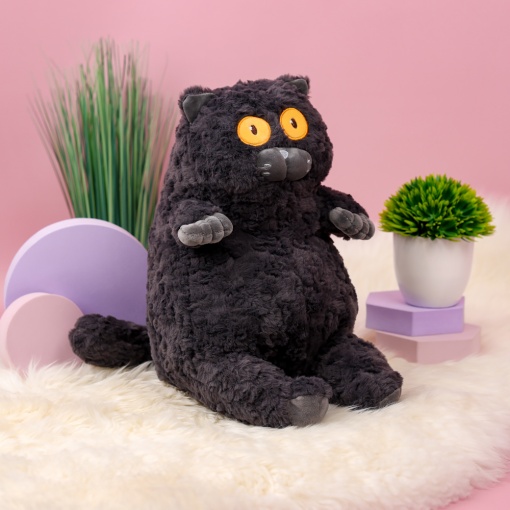 Мягкая игрушка "Смотрящий Кот", черный 40см