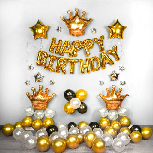 Набор шаров "Happy Birthday" gold оптом