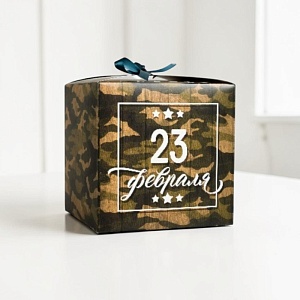 Подарочная коробка "С 23 февраля" 18х18х18см