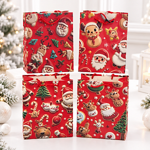 Подарочный пакет "НГ Funny Christmas" красный, 18х23x10см