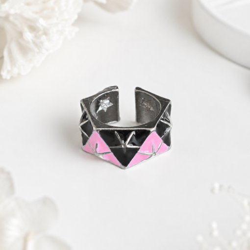Кольцо "Geometry" pink&black, 1шт
