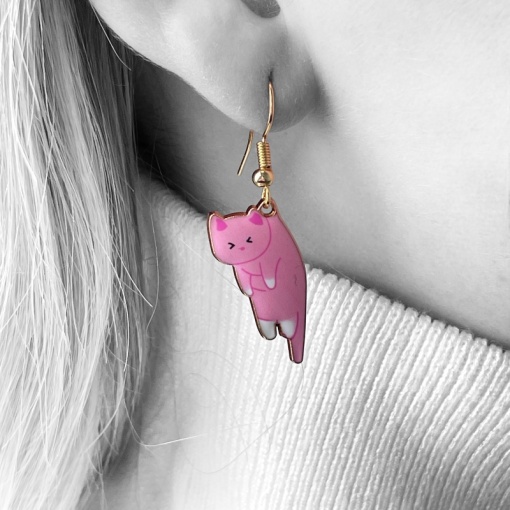 Серьги "Котики" №E5867-1, розовый