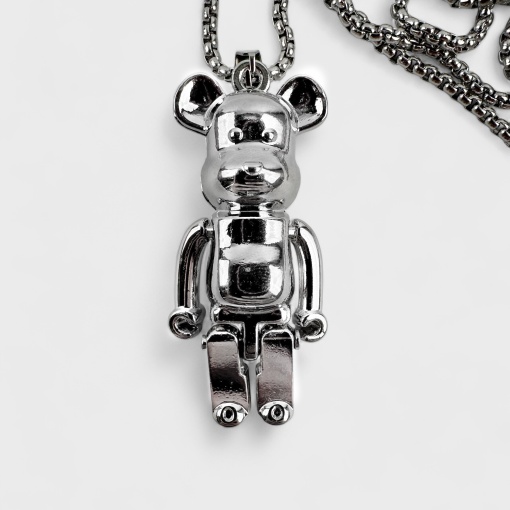 Кулон на цепочке "Bearbrick" серебристый 