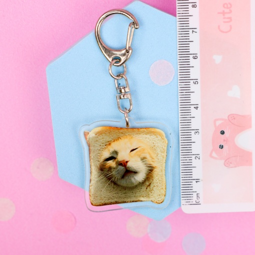 Брелок акриловый "Cat" котик в хлебе