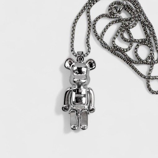 Кулон на цепочке "Bearbrick" серебристый 